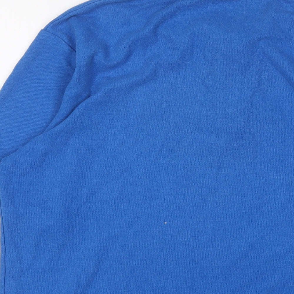 Slazenger Mens Blue Cotton Polo Size L Collared Button - Logo, Embroidered