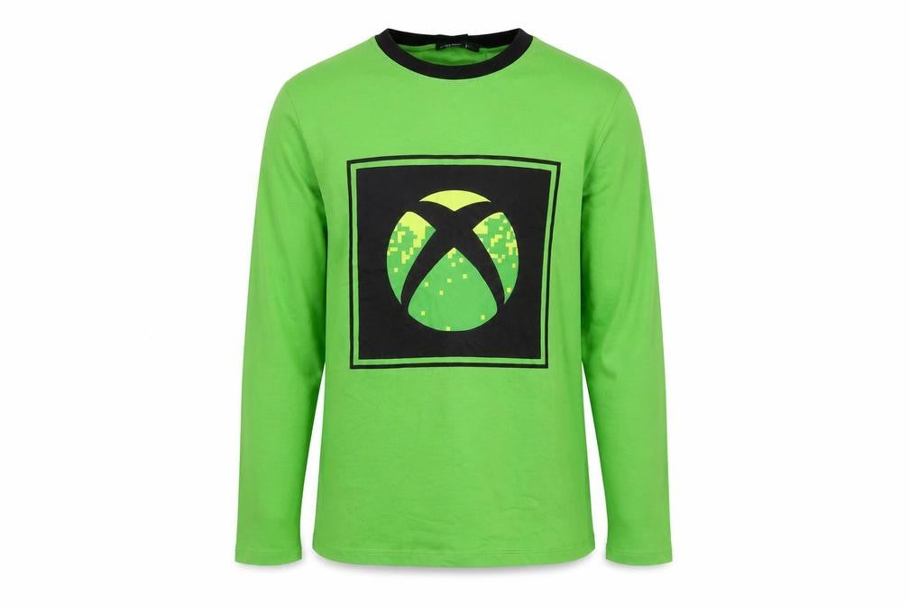 Front view of Xbox boys’ green cotton basic t-shirt, size 11-12, years crew neck pullover
