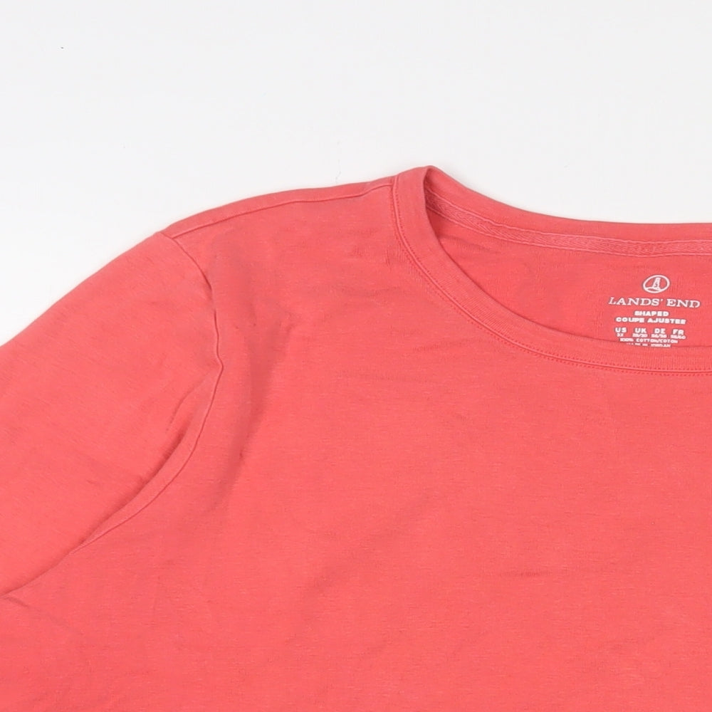 Lands' End Womens Pink Cotton Basic T-Shirt Size 28 Crew Neck - 28/30