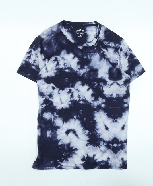 Hollister Womens Blue Cotton Blend Basic T-Shirt Size S Crew Neck