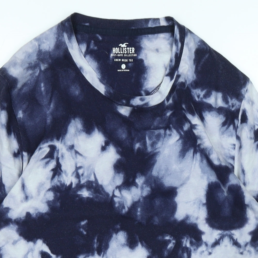 Hollister Womens Blue Cotton Blend Basic T-Shirt Size S Crew Neck