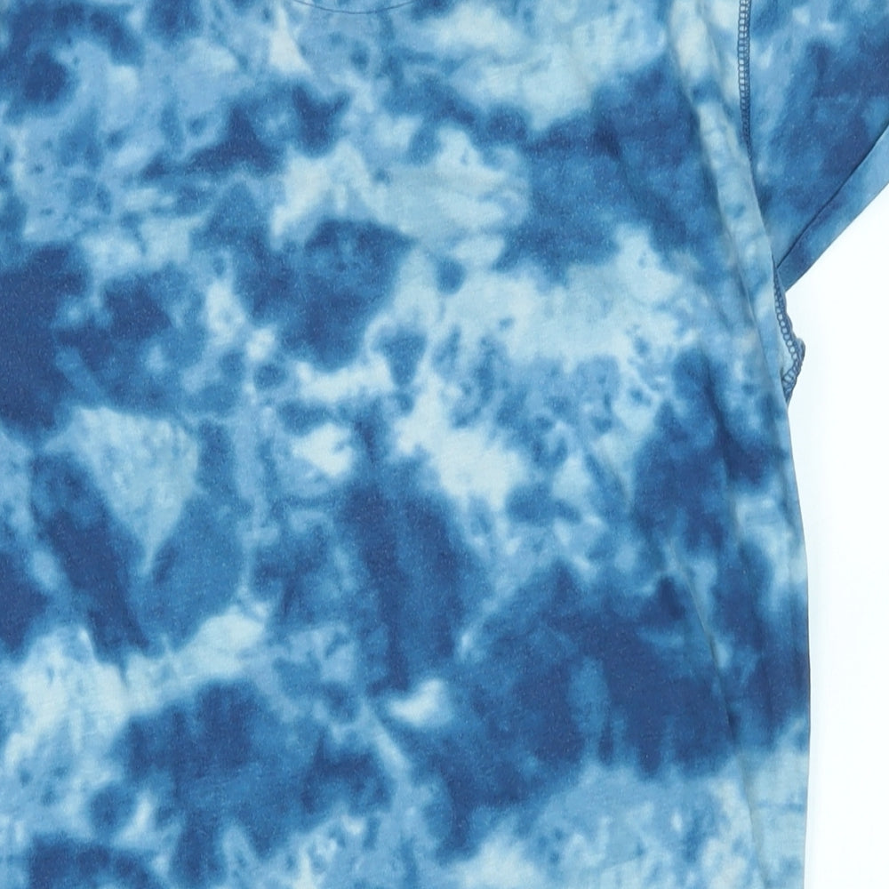 Hollister Womens Blue Cotton Blend Basic T-Shirt Size S Crew Neck - Logo