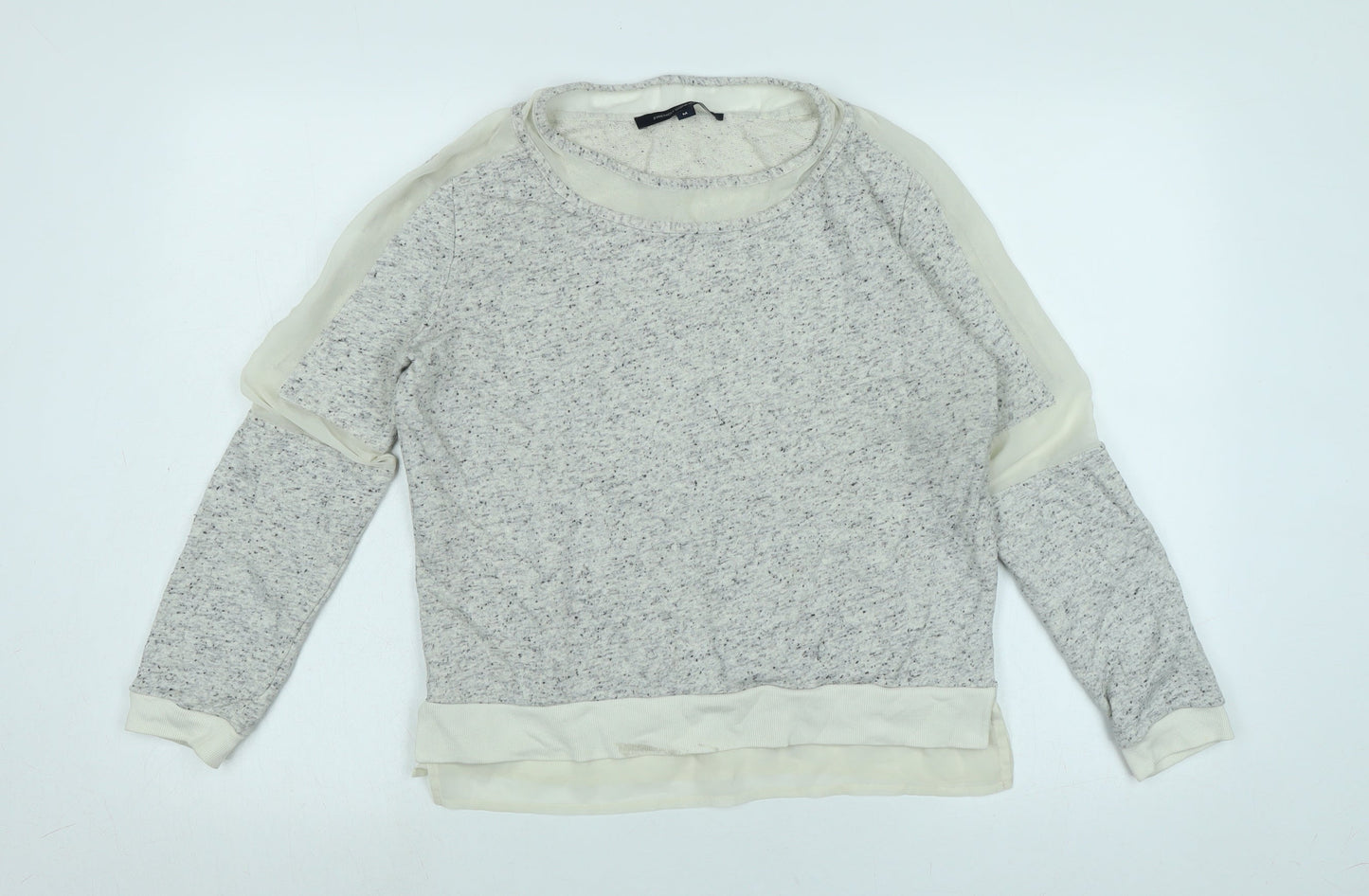 French Connection Womens Grey Polyester Pullover Sweatshirt Size M - Logo - Chiffon panels