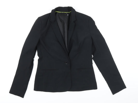 New Look Womens Black Jacket Blazer Size 10 Button