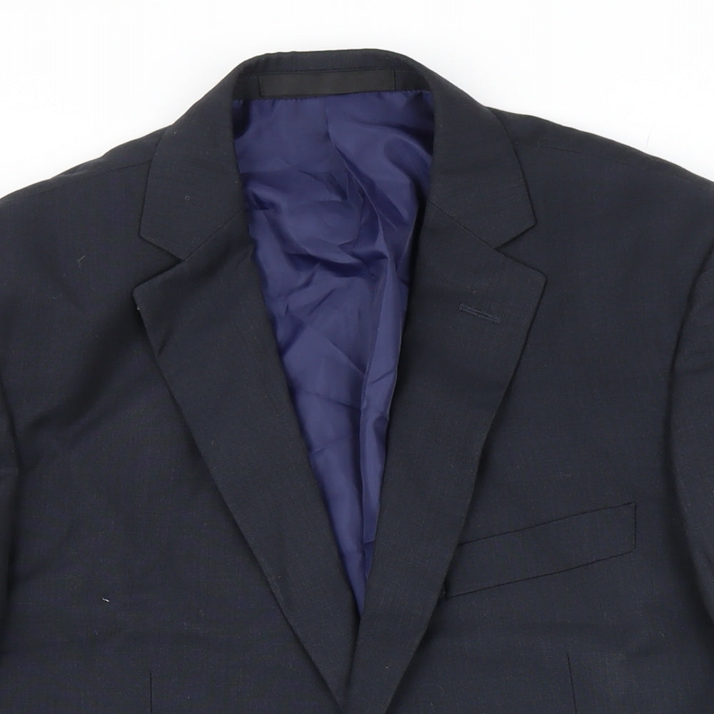 M&S Mens Black Polyester Jacket Blazer Size 40 Big & Tall