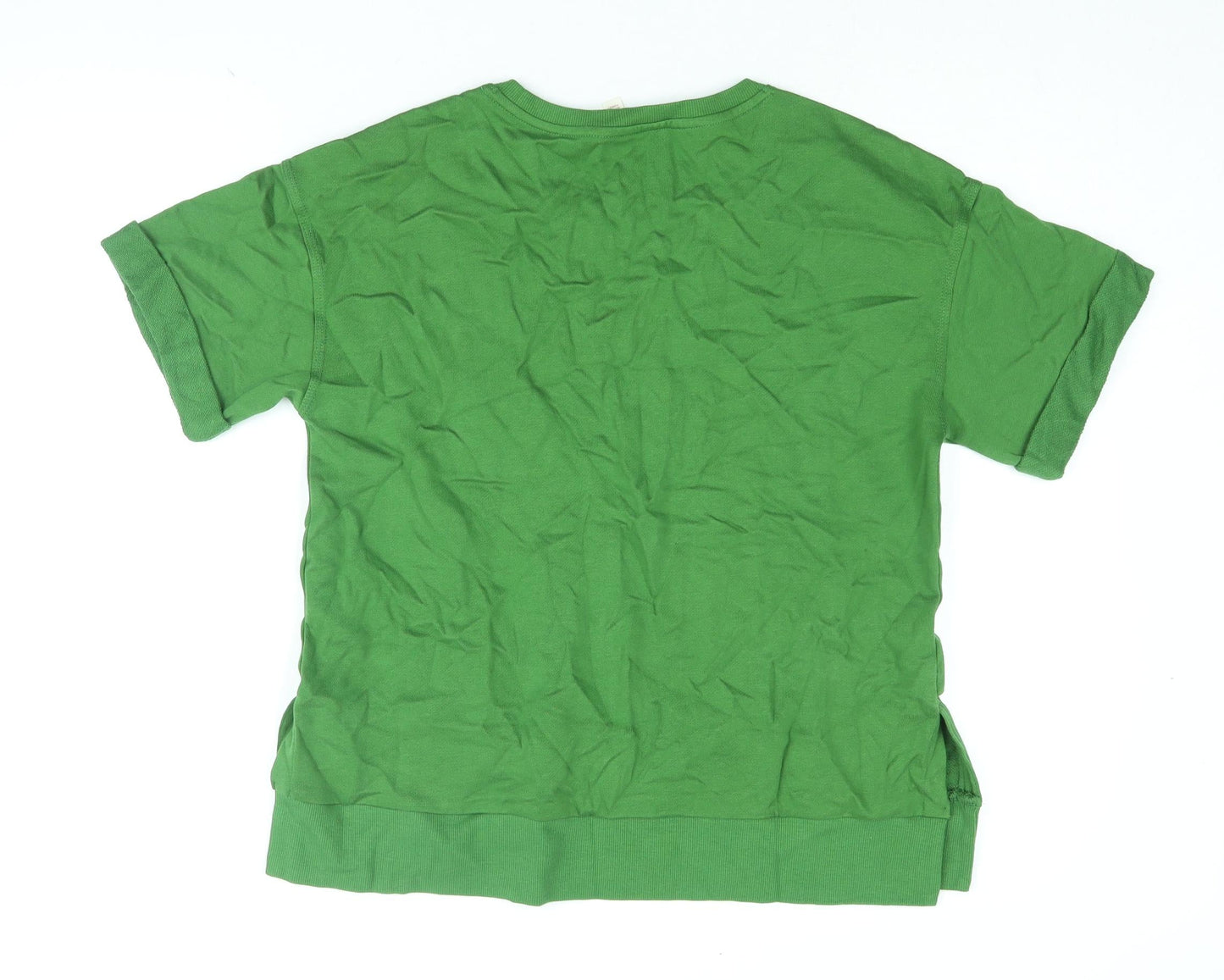 Per Una Womens Green Cotton Basic T-Shirt Size S Round Neck