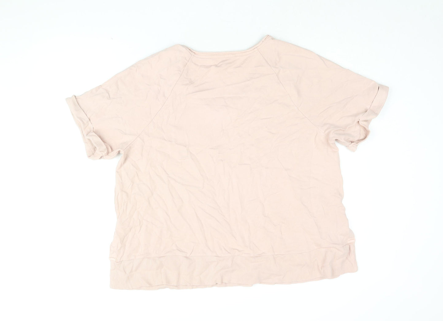 Per Una Womens Pink Cotton Basic T-Shirt Size L Round Neck