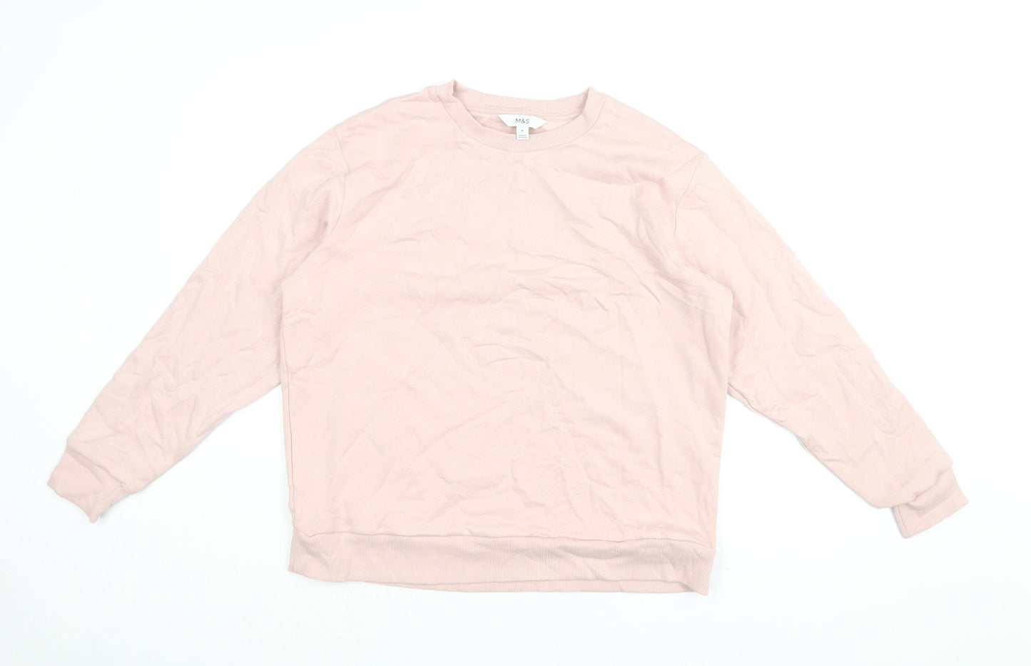 Marks and Spencer Womens Pink Cotton Pullover Sweatshirt Size M Pullover