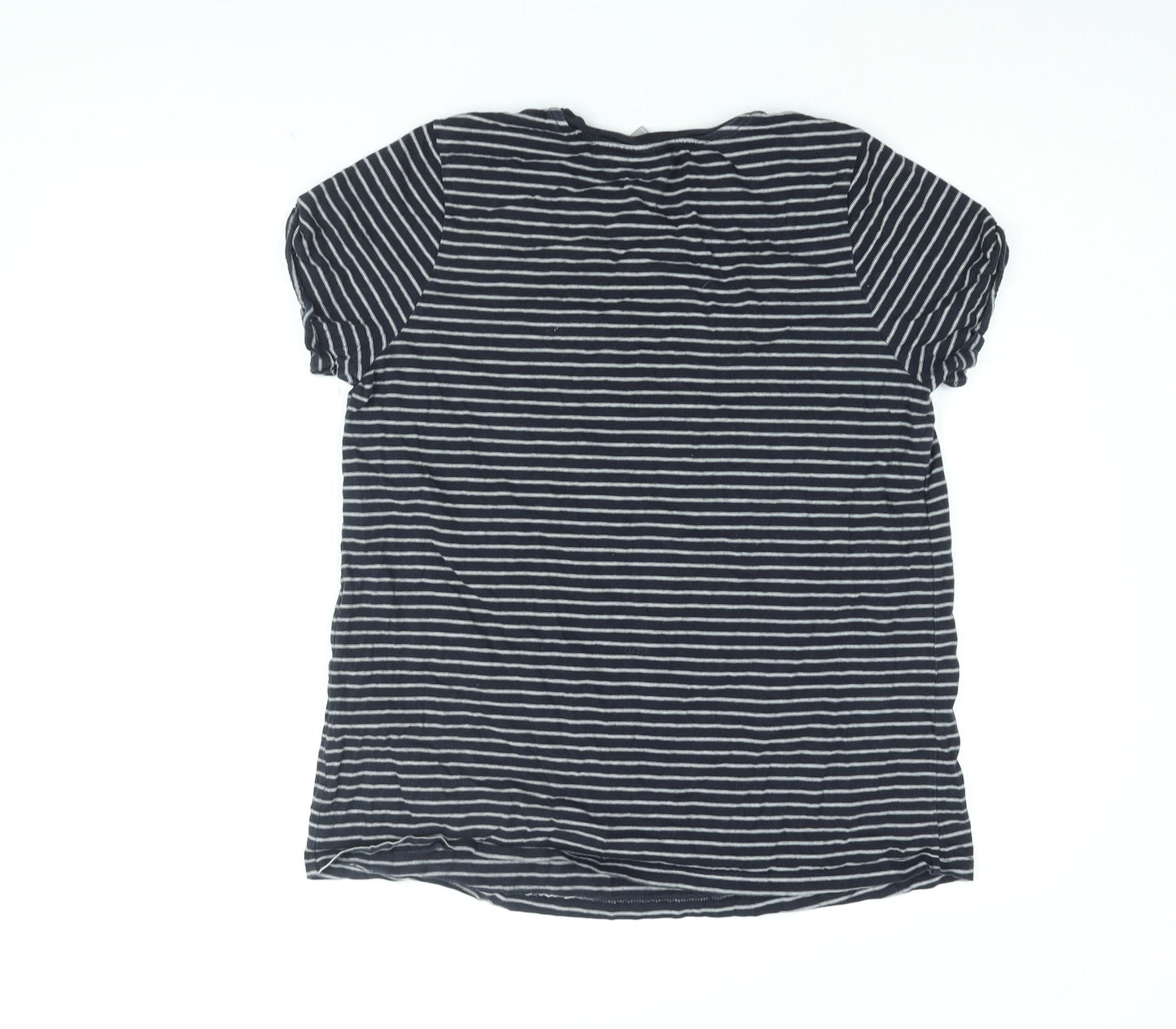 ASOS Womens Blue Striped Cotton Basic T-Shirt Size 12 Round Neck