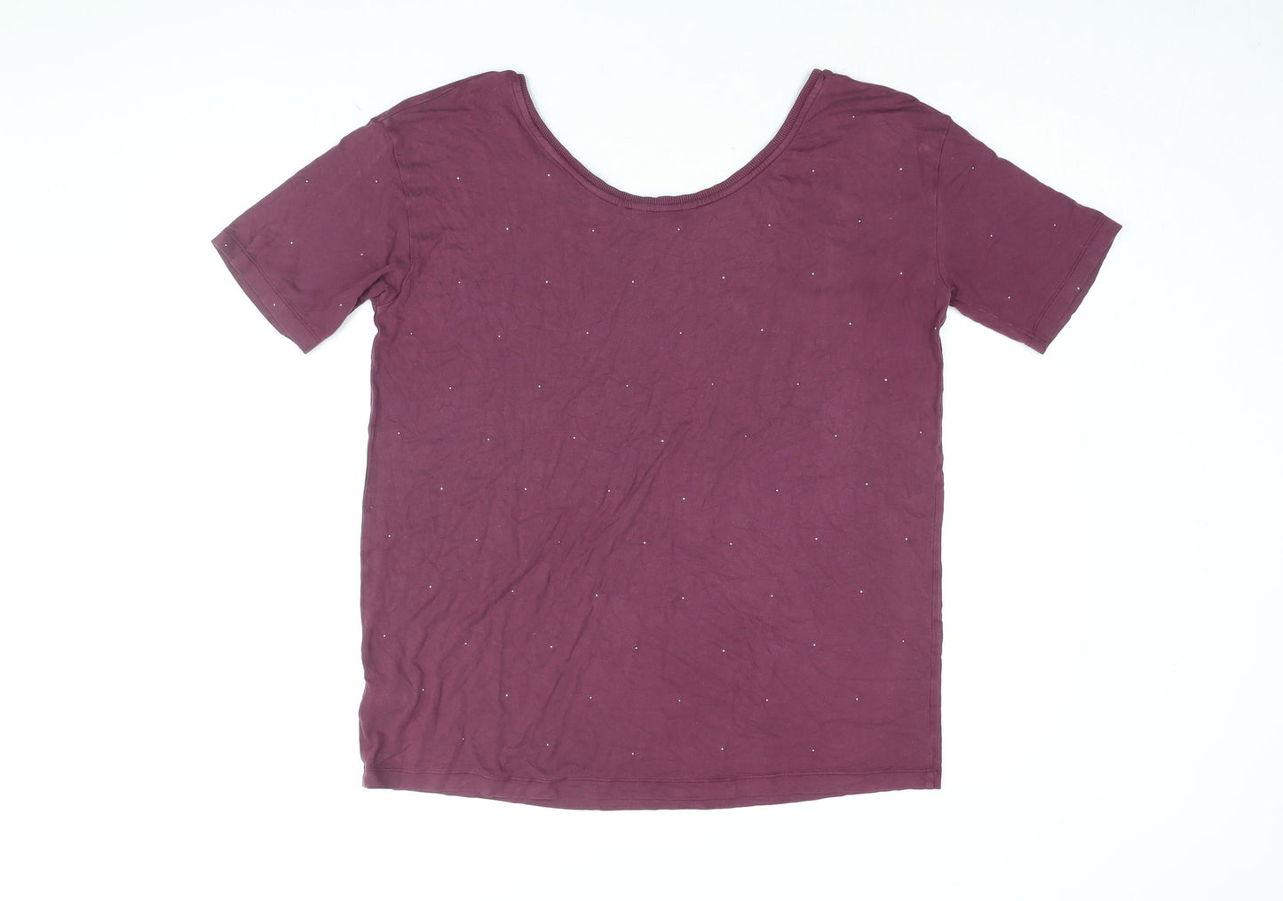 NEXT Womens Purple Viscose Basic T-Shirt Size 10 Round Neck