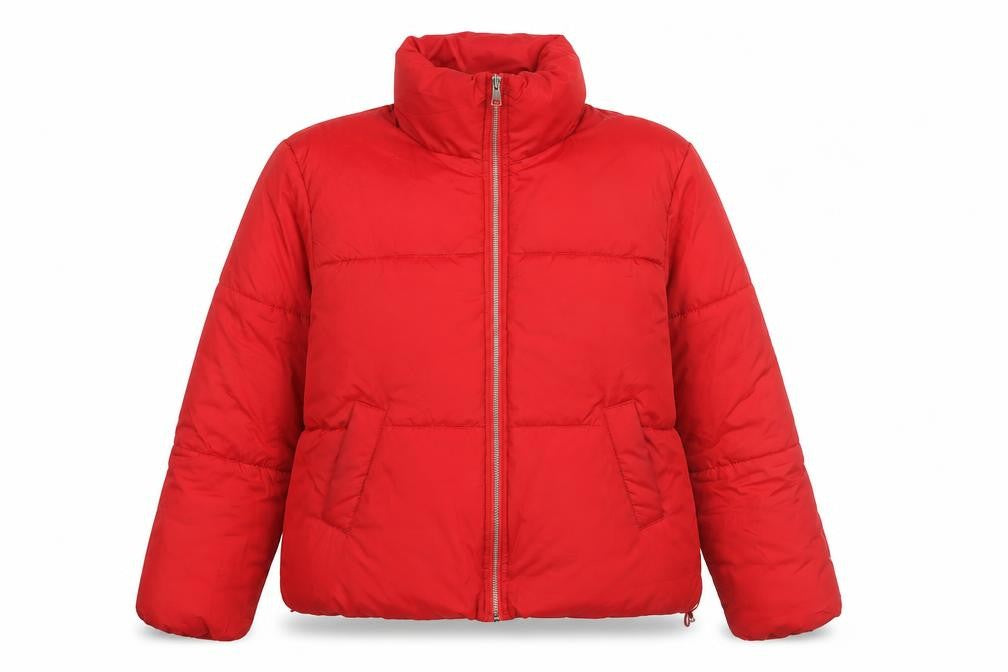 New Look Womens Red Puffer Jacket Coat Size L Zip
