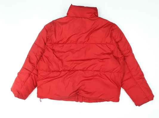New Look Womens Red Puffer Jacket Coat Size L Zip