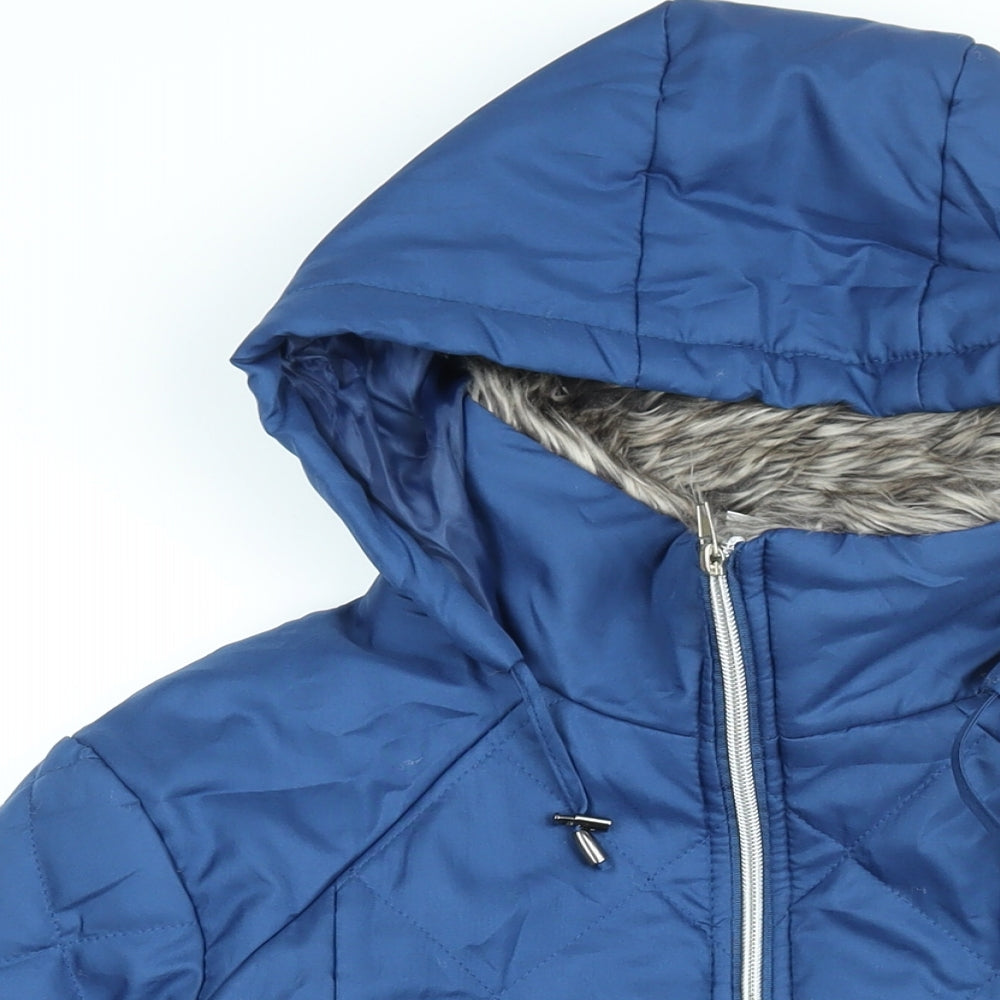 Anne De Lancay Womens Blue Jacket Coat Size M Zip