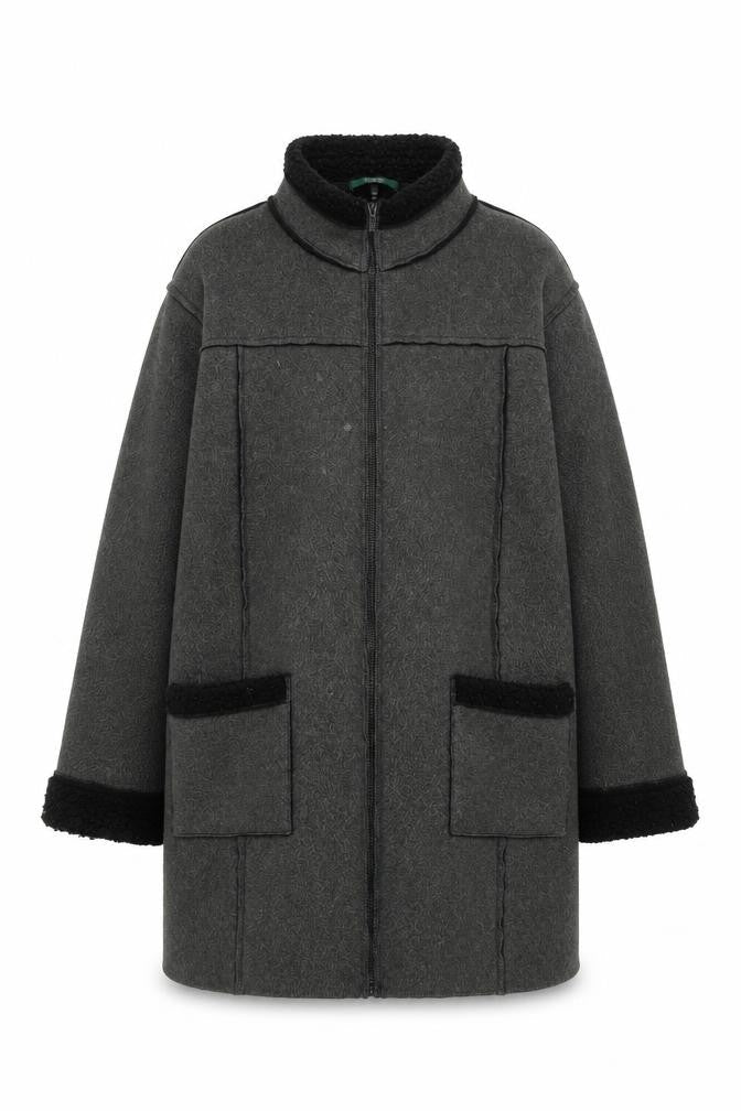 Marks & Spencer Womens Grey Overcoat Coat Size 18 Zip
