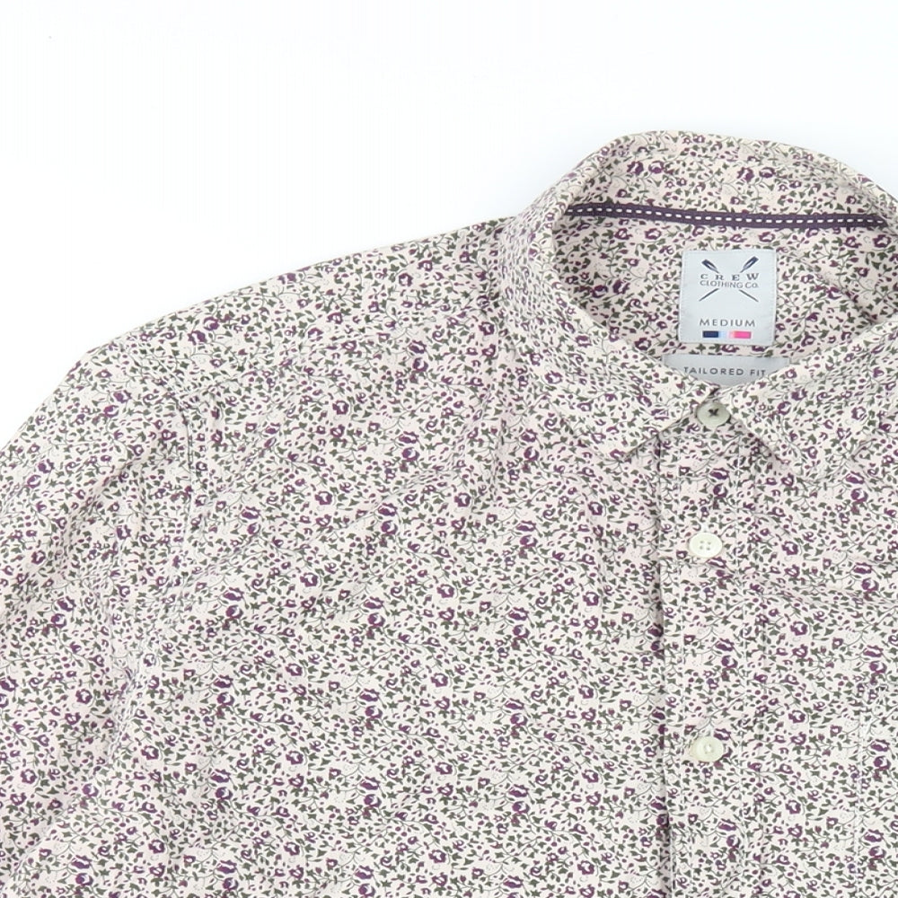 Crew Clothing Mens Multicoloured Geometric Cotton Button-Up Size M Collared Button