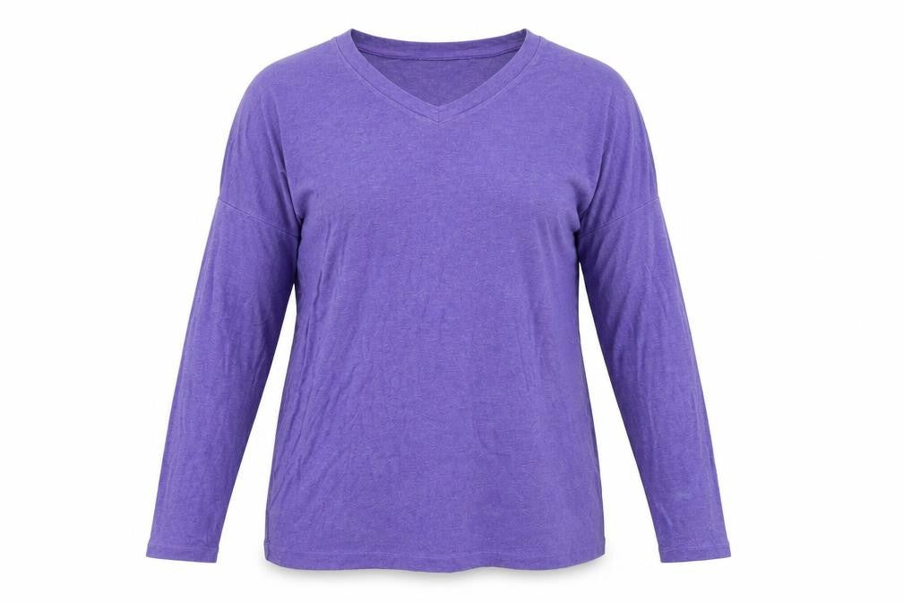 CAbi Womens Purple Viscose Basic T-Shirt Size M V-Neck