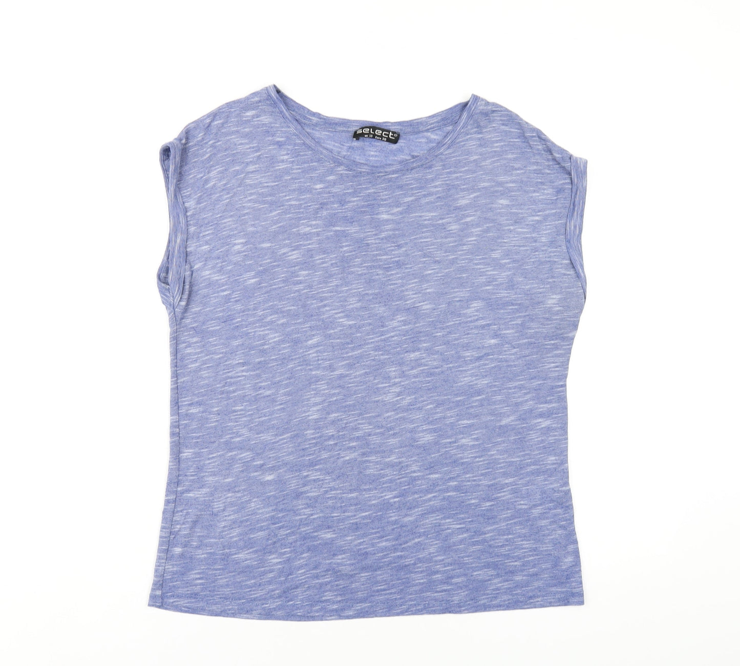Select Womens Blue Polyester Basic T-Shirt Size 10 Round Neck