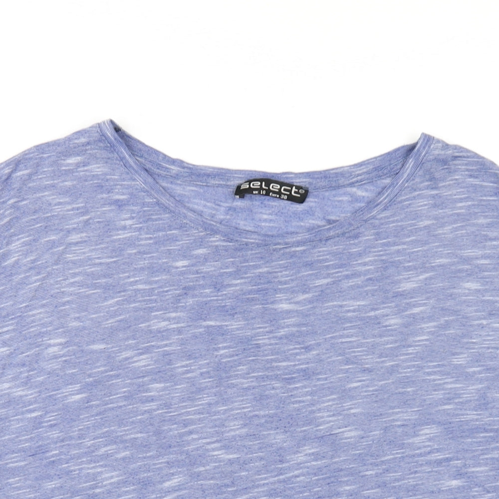 Select Womens Blue Polyester Basic T-Shirt Size 10 Round Neck