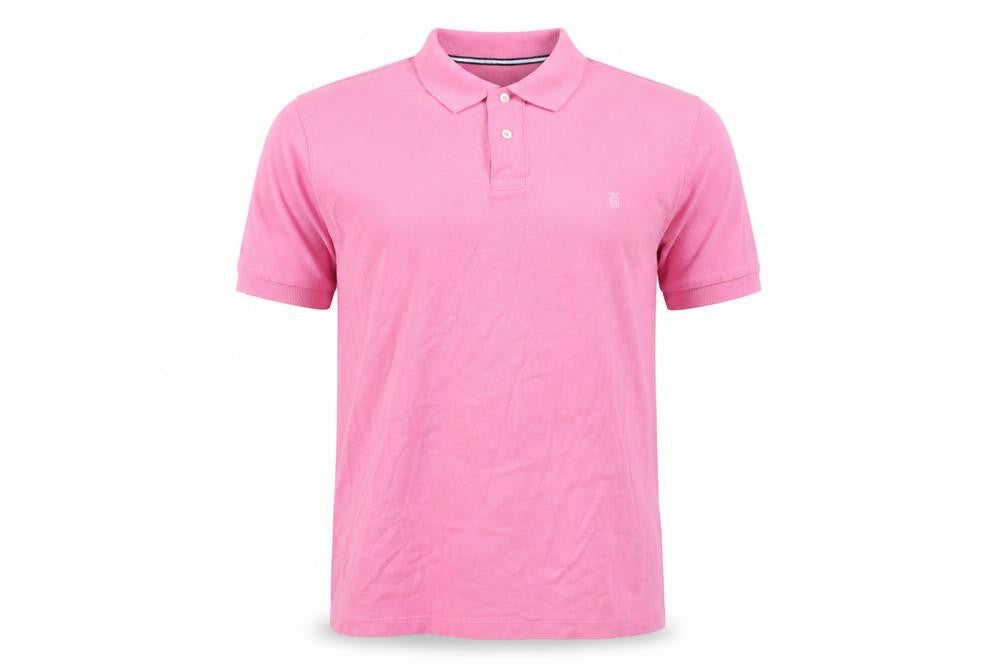 Marks & Spencer Mens Pink Cotton Polo Size M Collared Button