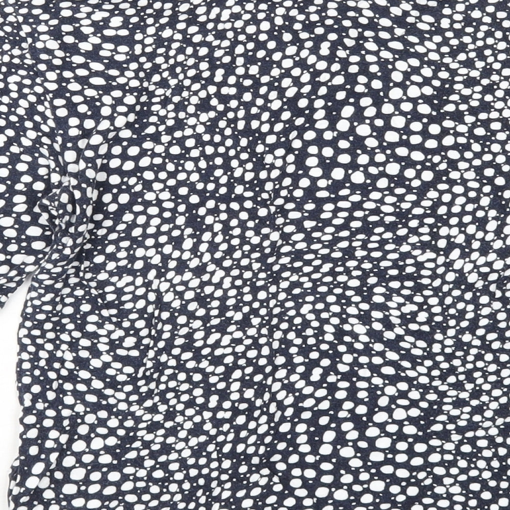 Marks and Spencer Womens Blue Geometric Viscose Basic T-Shirt Size 10 Round Neck