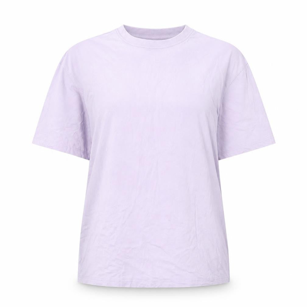 New Look Womens Purple Cotton Basic T-Shirt Size 14 Round Neck