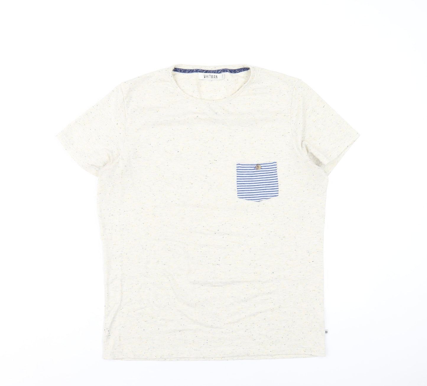 Whitman Womens Ivory Cotton Basic T-Shirt Size S Round Neck