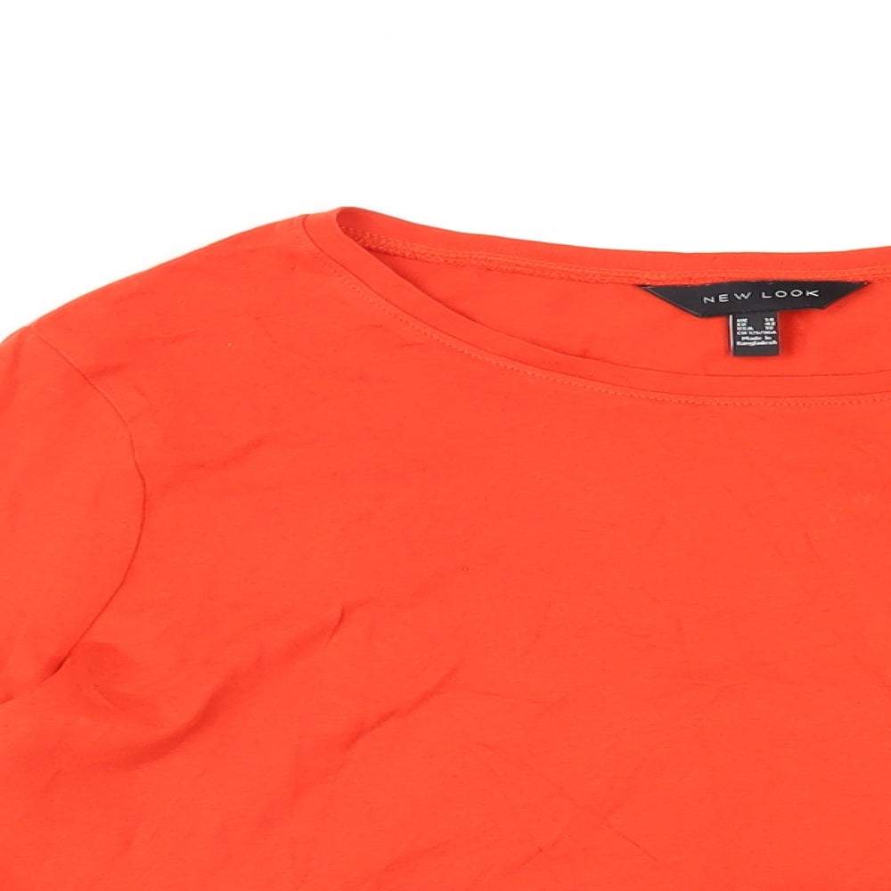 New Look Womens Orange Cotton Basic T-Shirt Size 14 Round Neck