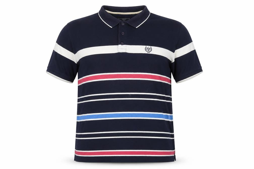 Atlantic Bay Mens Blue Striped Cotton Polo Size 2XL Collared Pullover