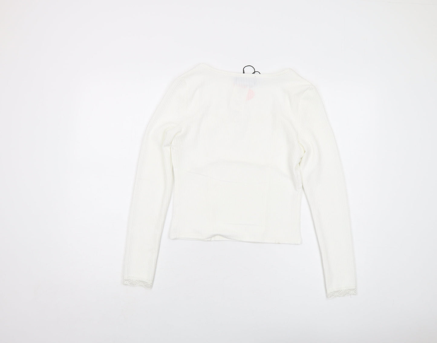 Cider Womens Ivory Polyester Basic Blouse Size S Square Neck