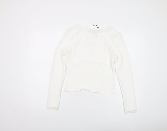 Cider Womens Ivory Polyester Basic Blouse Size S Square Neck