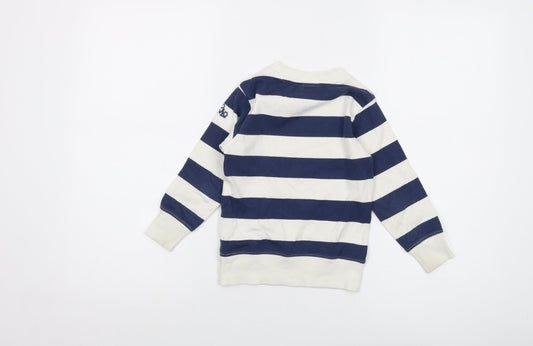 molo Boys Blue Striped Cotton Pullover Sweatshirt Size 4 Years Pullover