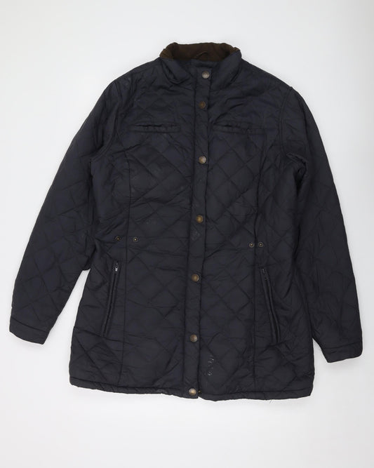 John Parlridge Womens Blue Quilted Jacket Size 16 Zip