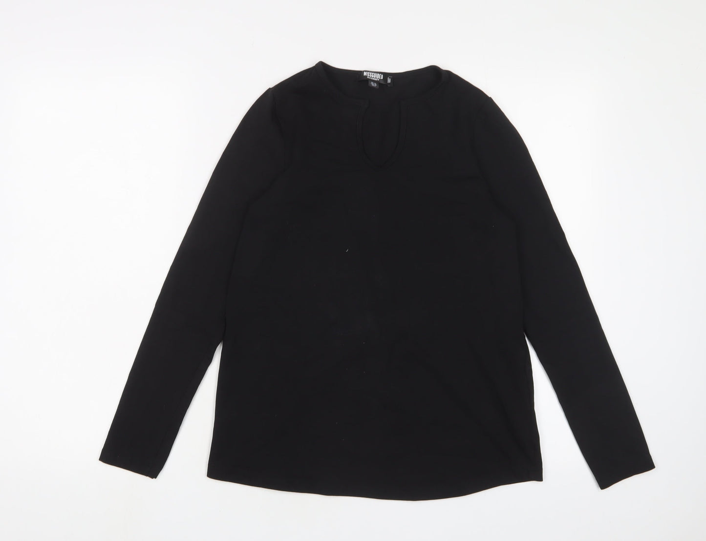 Missguided Womens Black Cotton Basic T-Shirt Size 10 V-Neck