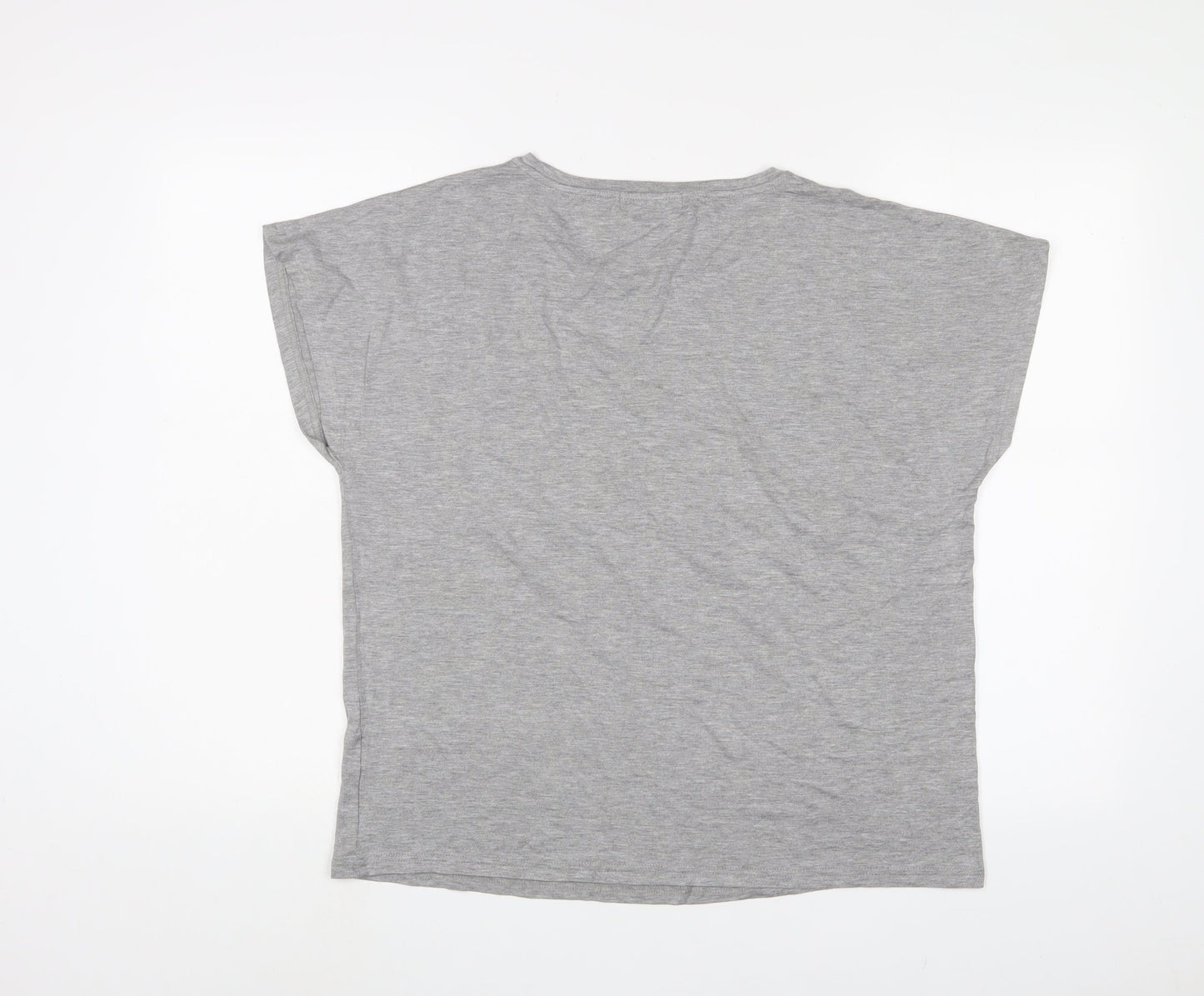 Studio Womens Grey Viscose Basic T-Shirt Size 12 Crew Neck