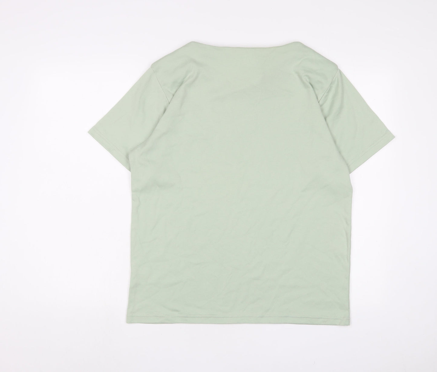 Berkertex Womens Green Polyester Basic T-Shirt Size 16 Boat Neck - Embroidered