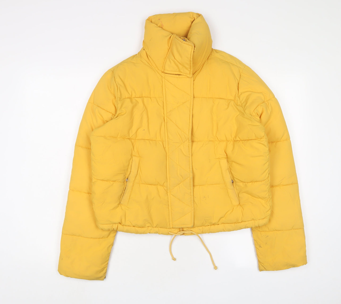 Hollister Womens Yellow Quilted Coat Size XS Zip