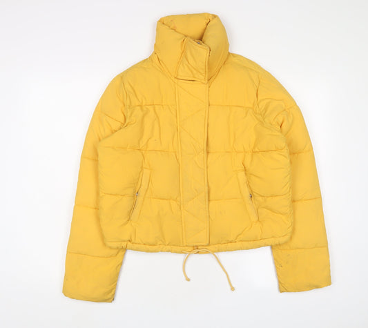 Hollister Womens Yellow Quilted Coat Size XS Zip