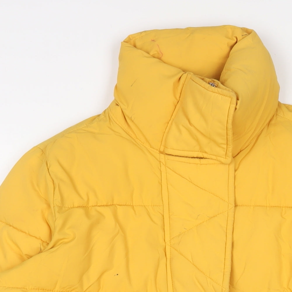 Hollister Womens Yellow Quilted Coat Size XS Zip
