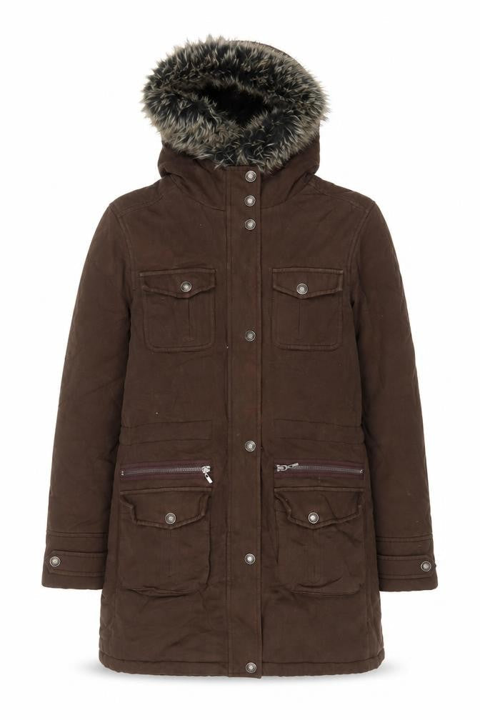 Maine New England Womens Brown Parka Coat Size 12 Zip