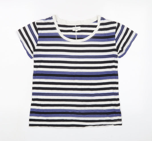 Linea Womens Multicoloured Striped Cotton Basic T-Shirt Size S Scoop Neck
