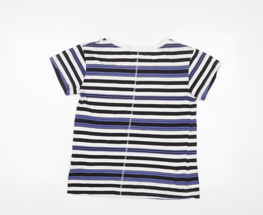 Linea Womens Multicoloured Striped Cotton Basic T-Shirt Size S Scoop Neck