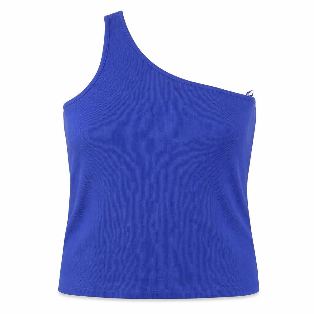 Marks and Spencer Womens Blue Cotton Basic Tank Size 22 One Shoulder