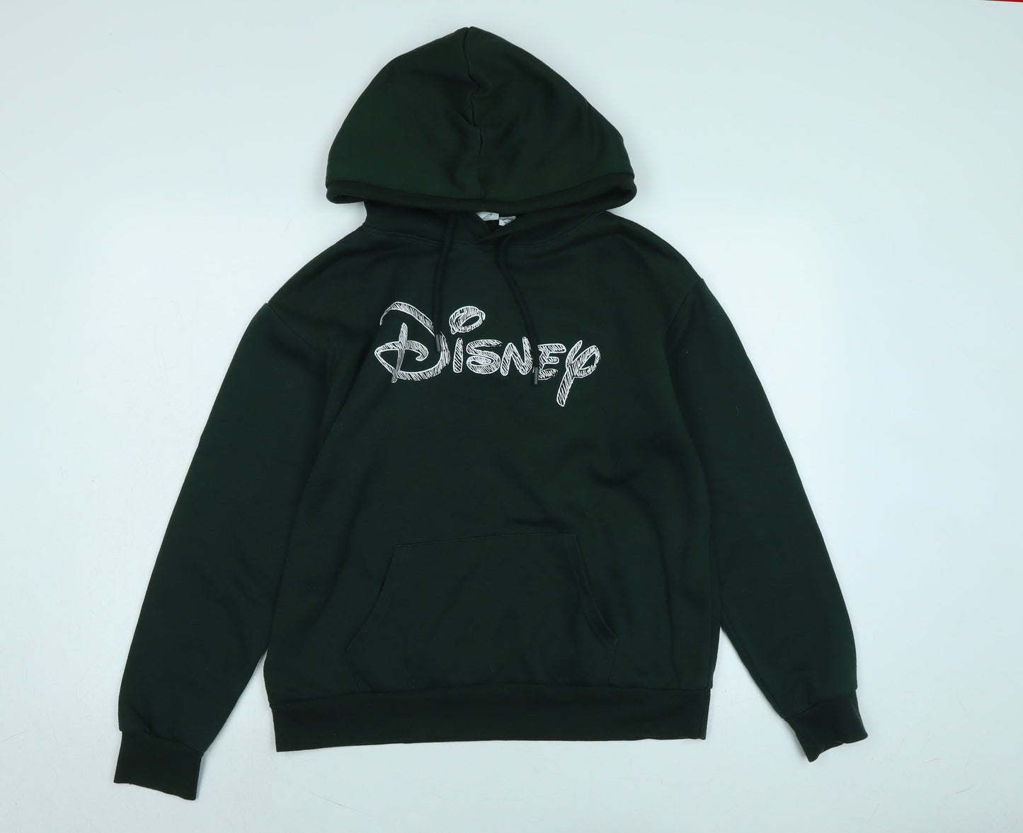 Disney Womens Green Polyester Pullover Hoodie Size S - Logo- Disney