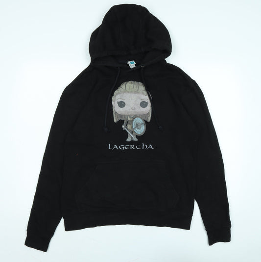 Vikings Womens Black Cotton Pullover Hoodie Size M - Logo - Lagertha