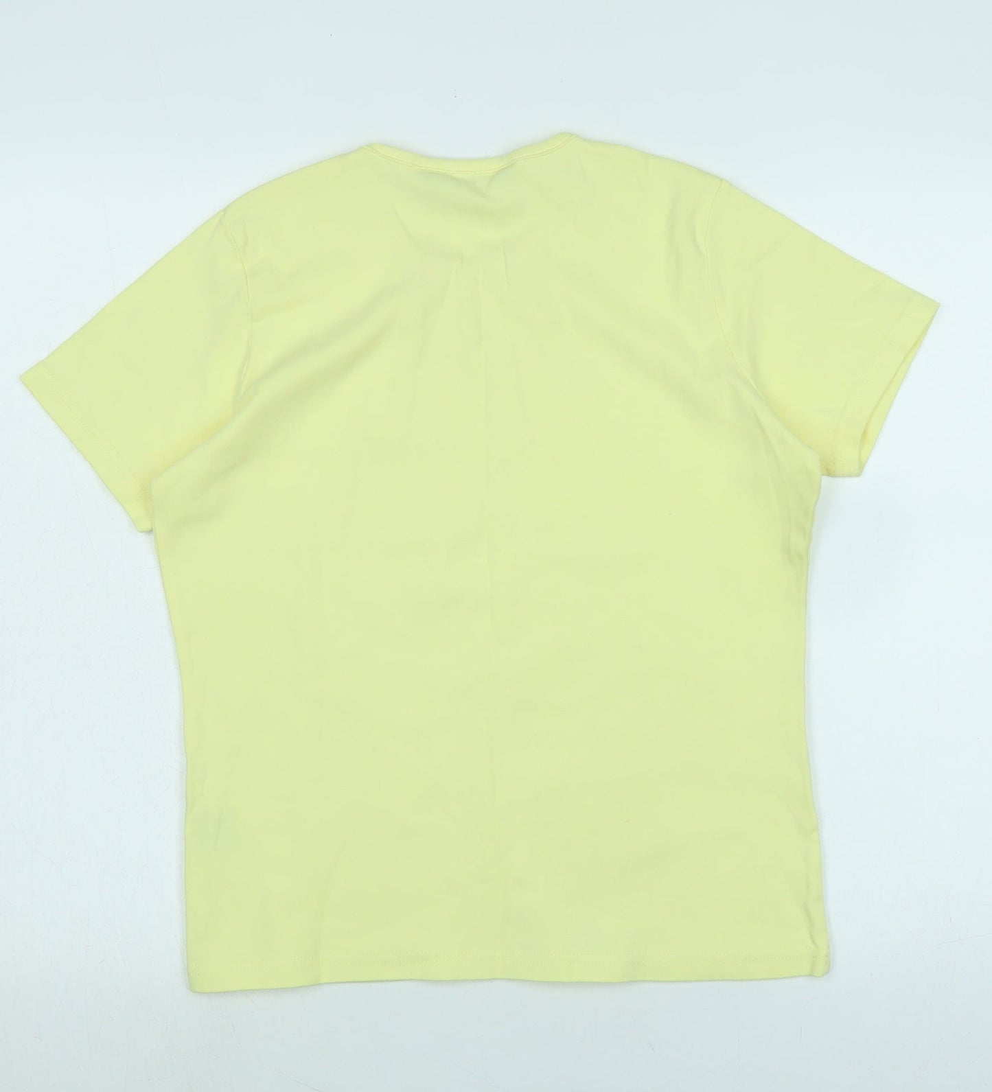 Isle Womens Yellow Cotton Basic T-Shirt Size M Scoop Neck - Logo