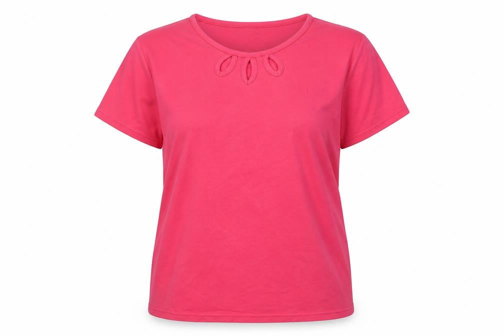 Isle Womens Pink Cotton Basic T-Shirt Size L Scoop Neck - Logo