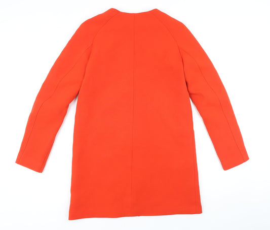 H&M Womens Red Herringbone Jacket Coat Size 6 Zip