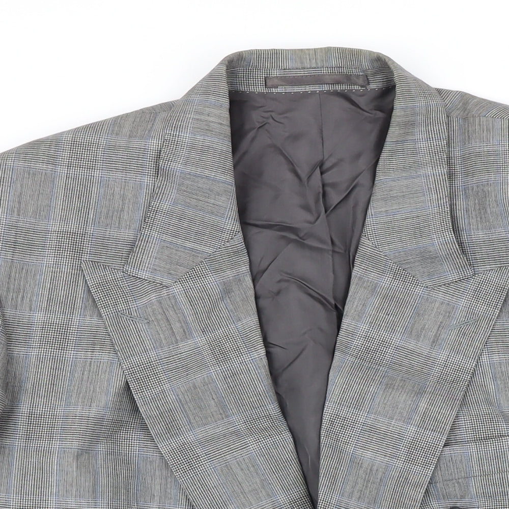 Van Gills Mens Grey Check Wool Jacket Blazer Size 42 Regular