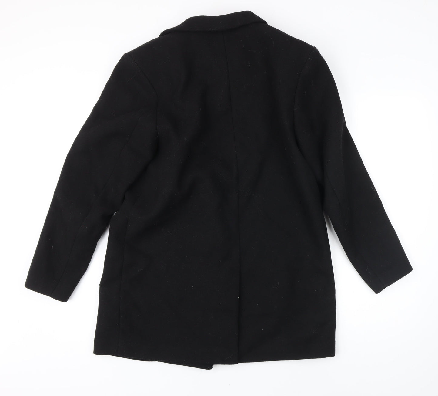 H&M Womens Black Herringbone Jacket Coat Size S Button
