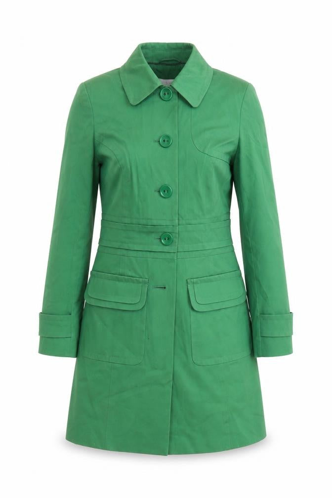 M&S Womens Green Rain Coat Coat Size 10 Button